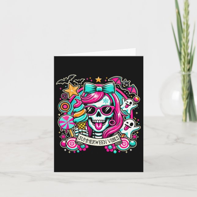 Carte Vibes de Summerween squelette vacances effrayantes (Devant)