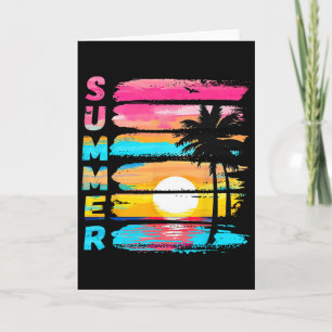 Carte Vibes d'été Rétro Plage Coucher de soleil Palmier