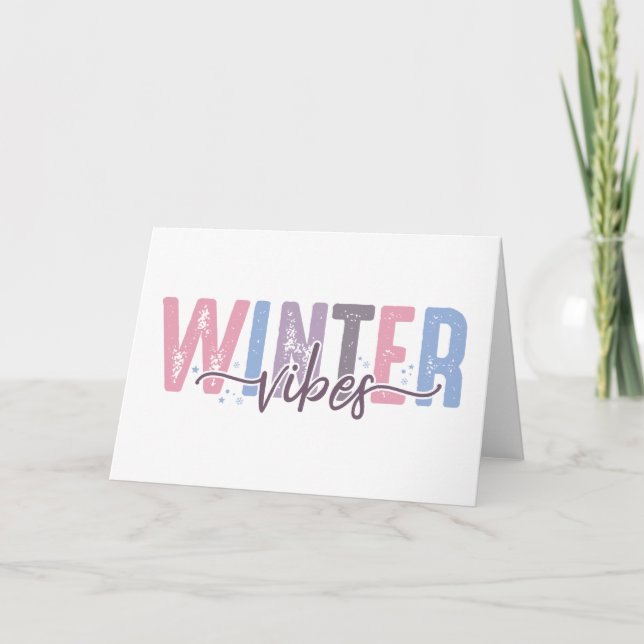 Carte Vibes d'Hiver - Typographie Douce Pastel (Devant)