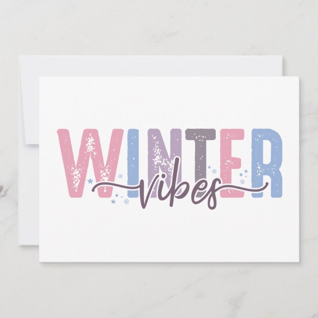 Carte Vibes d'Hiver - Typographie Douce Pastel (Devant)