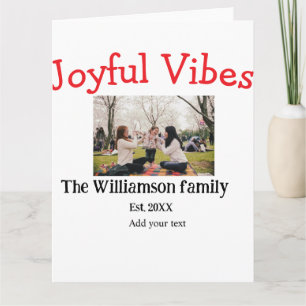 Carte Vibes joyeux Noël vacances famille cadeaux photo