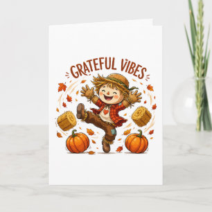Carte Vibes reconnaissants Épouvantail Automne