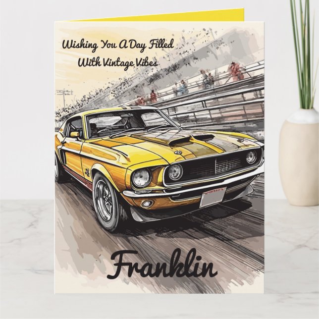 Carte Vibes vintage Classic Voiture Anniversaire (Devant)