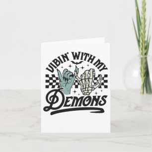 Carte Vibin Avec Mes Démons Drôle Rétro Halloween