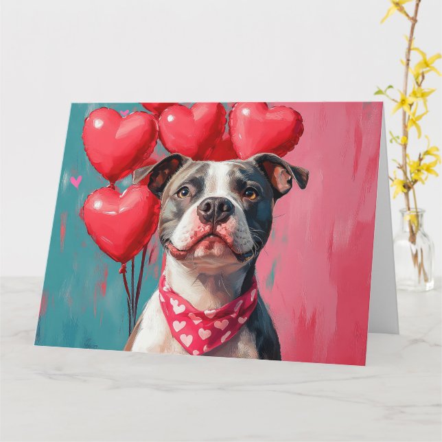 Carte Vibrant American Staffordshire Terrier Pop-Art (Fleur jaune)