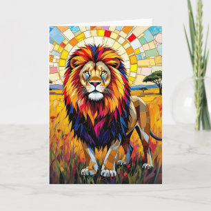 Carte Vibrant couleur Lion Mosaic Anniversaire