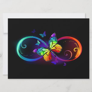 Carte Vibrant infinity with rainbow butterfly on black