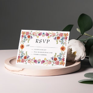 Carte Vibrant Jardin victorien Fleurs Mariage RSVP