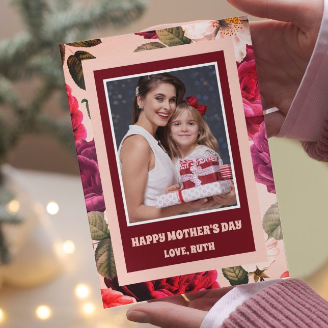 Carte Vibrant | Joyeuse Fête des Mères Roses Roses Photo (Créateur téléchargé)