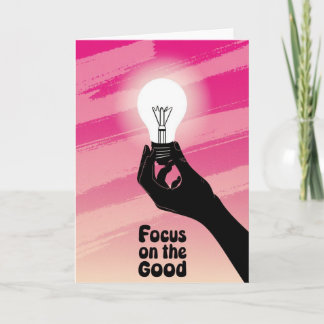 Carte Vibrant Pink Lightbulb Idea Focus on the Good card