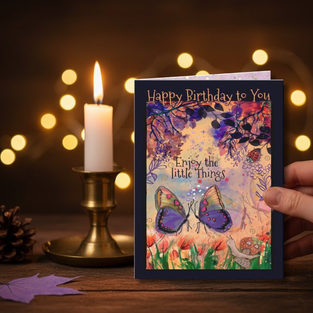 Carte Vibrant Profitez des Petites Choses Papillon Anniv (Vibrant Enjoy the Little Things Butterfly Birthday Card)