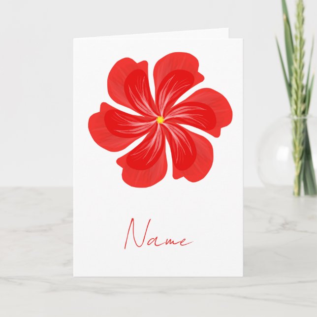 Carte Vibrant Red Petal Bloom - Minimalist Floral Art (Devant)