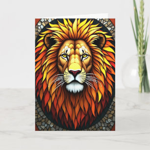 Carte vibrante de la Fête des Pères avec un lion
