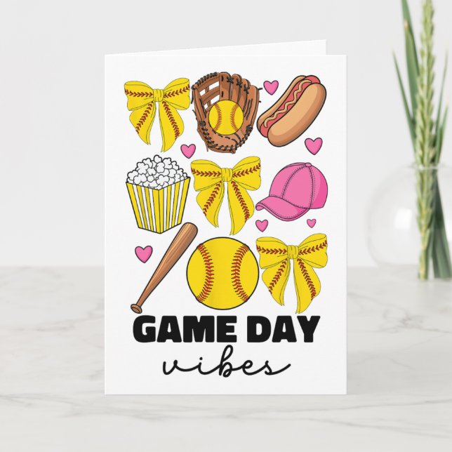 Carte Vibrations de jour de match Coquette Bow Softll Ma (Devant)