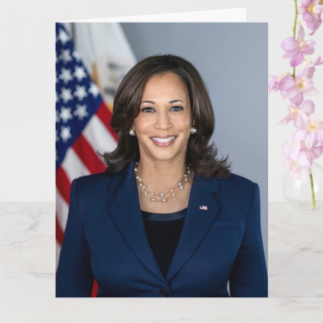 Carte Vice-président Kamala Harris Portrait Anniversaire (Orchidée)