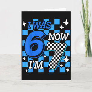 Carte Vichy Bleu J'avais 6 ans Maintenant J'ai 7 ans Gar