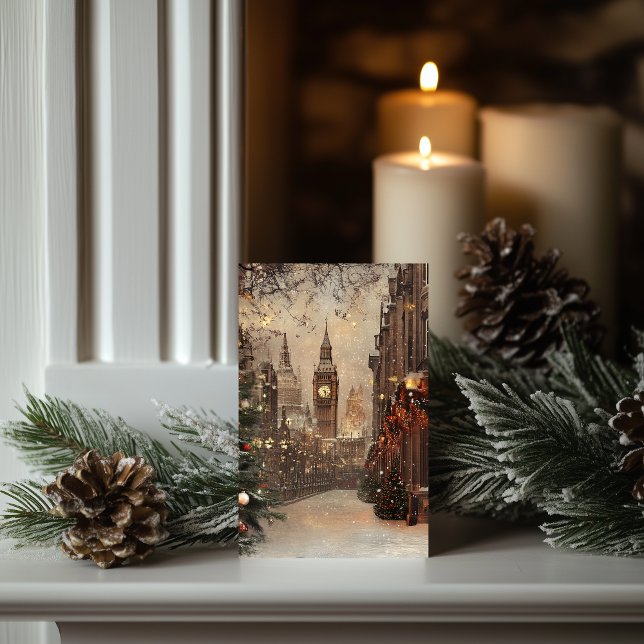 Carte Victoria Londres Noël classique Salutation de Noël (Créateur téléchargé)