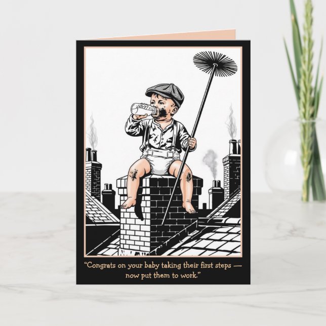Carte Victorian Baby Chimney Sweep. Funny baby card (Devant)