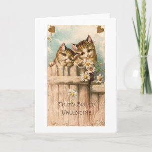 Carte Victorian Cats Valentine's Day Card