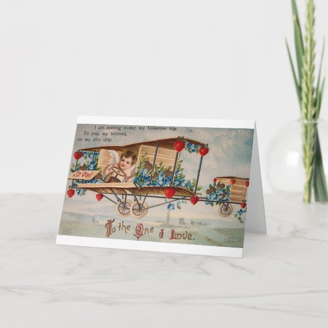 Carte Victorian Cherub Avion Valentine's Day Card (Devant)