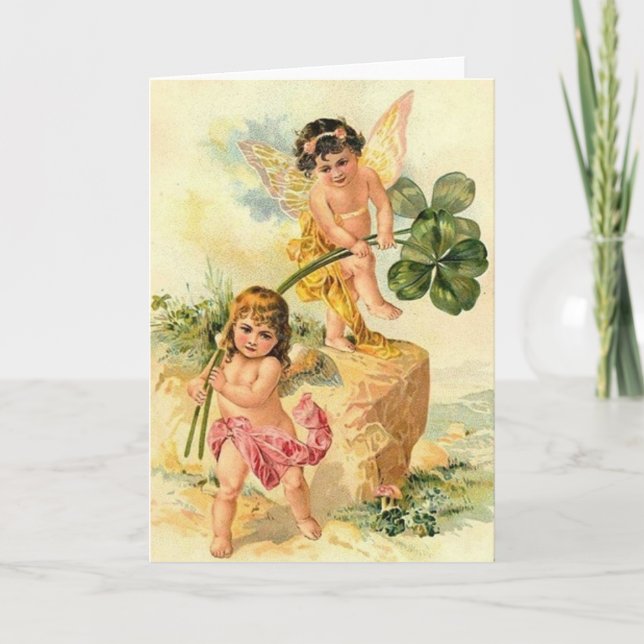 Carte Victorian Cherubs St. Patrick's Day (Devant)
