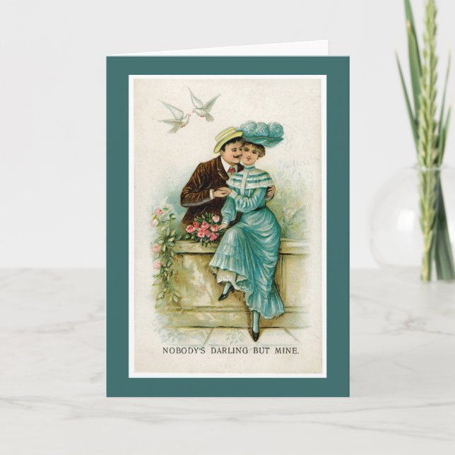 Carte Victorian Couple Inséparables Valentine's Da (Devant)