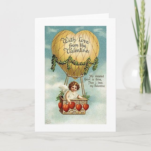 Carte Victorian Cupid Balloon Valentine's Day (Devant)
