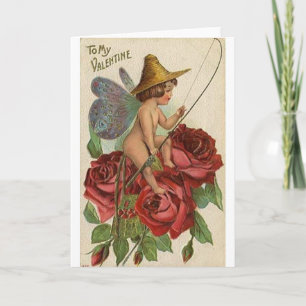 Carte Victorian Cupid et Rose Valentine's Day
