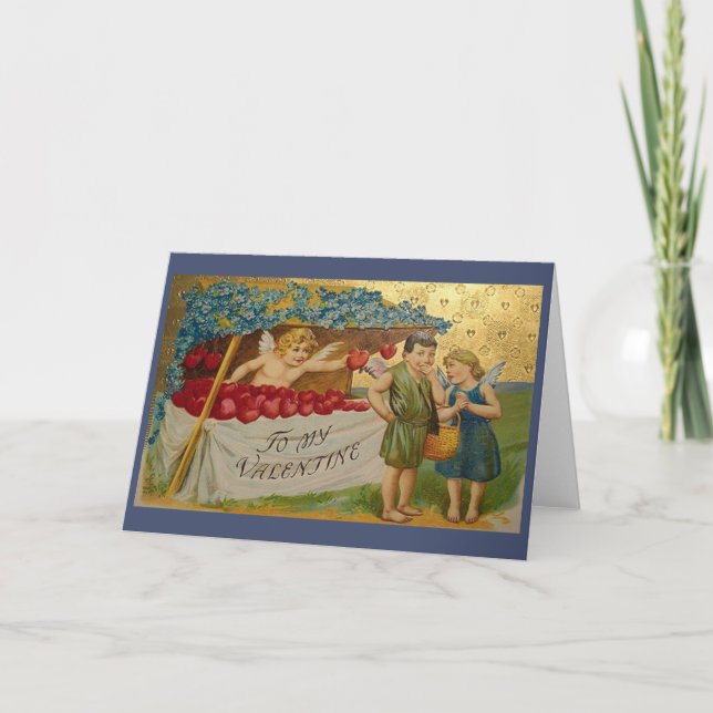 Carte Victorian Cupid Heart Stand Valentine's Day (Devant)