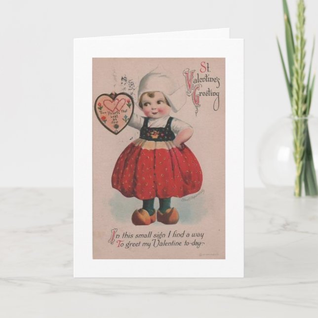 Carte Victorian Dutch Girl Valentine's Day (Devant)
