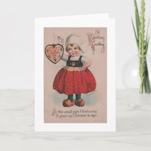 Carte Victorian Dutch Girl Valentine's Day Card