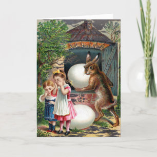 Carte Victorian Easter Card - Easter Bunny and Eggs