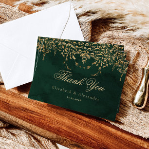 Carte Victorian Emerald Gold Royal mariage merci