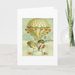 Carte Victorian Hot Air Balloon Valentine's Day