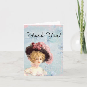 Carte Victorian Lady in Feathered Casquette Note Card