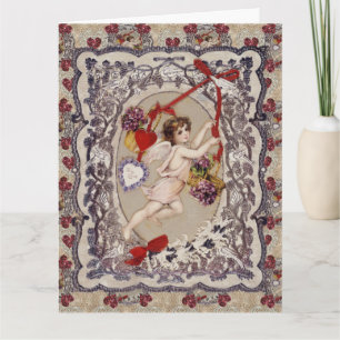 Carte Victorian Valentine Angel Red Heart