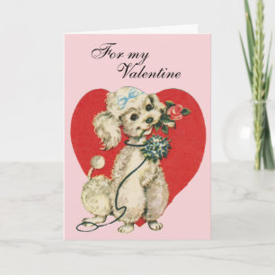 Carte Victorian Valentine White Poodle & Heart