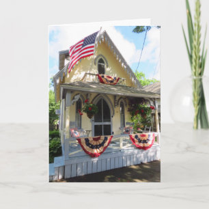 Carte Victorien Jaune avec Bunting - Martha's Vineyard