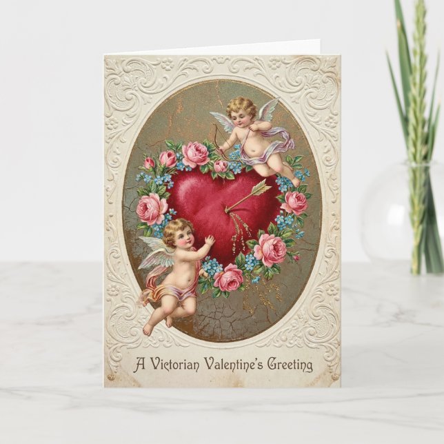 Carte victorienne de la Saint-Valentin à motif de  (Devant)