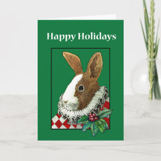 Carte victorienne de vacances de Noël de lapin