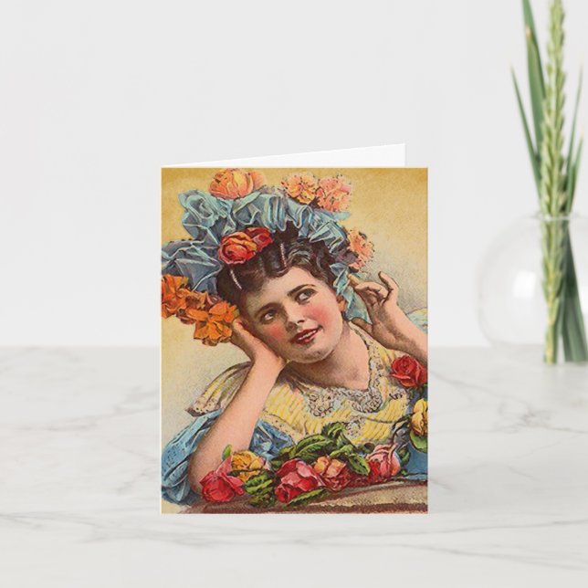 Carte Victorienne et Rose vintage Valentine's Day  (Devant)