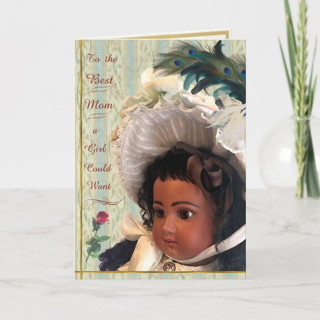 Carte victorienne pour maman avec poupée noire (Devant)