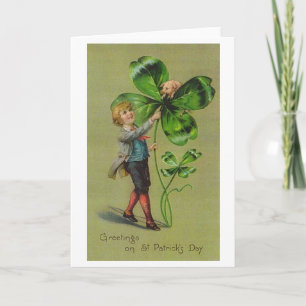 Carte Victorienne Shamrock Et Pig St. Patrick's Da