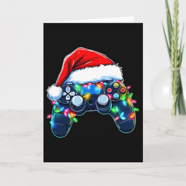 Carte Video Game Controller Christmas Santa Hat Gamer Bo (Devant)