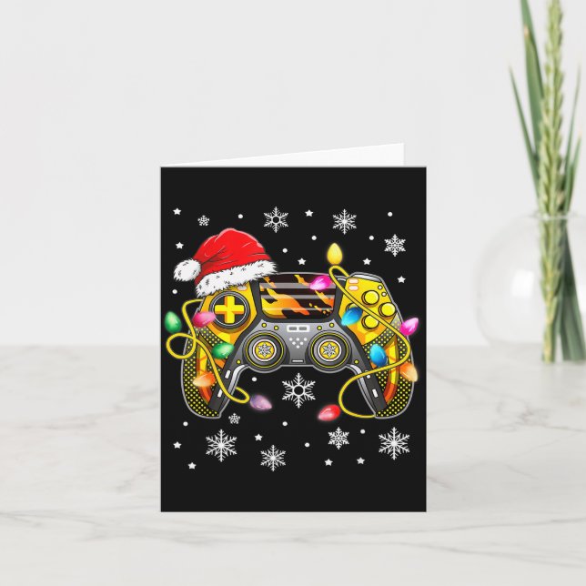 Carte Video Game Controller Christmas Santa Hat Gamer Bo (Devant)