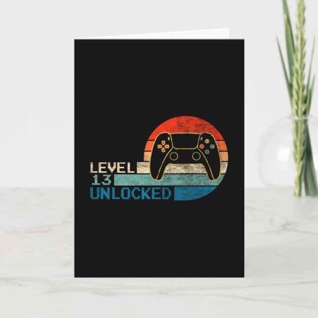 Carte Video Game Controller Unlocked Level 13 Birthday B (Devant)