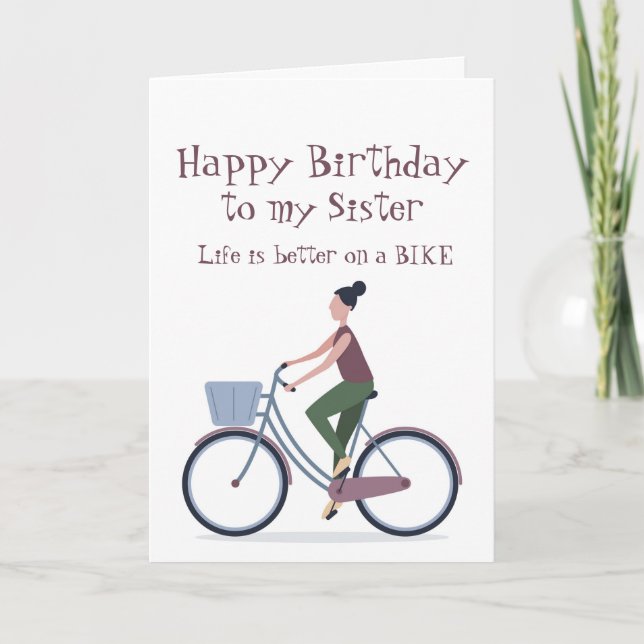 Carte Vie meilleure sur une Soeur Vélo Anniversaire (Devant)