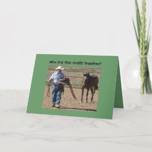 Carte Vieil anniversaire idiot de cowboy et de cheval