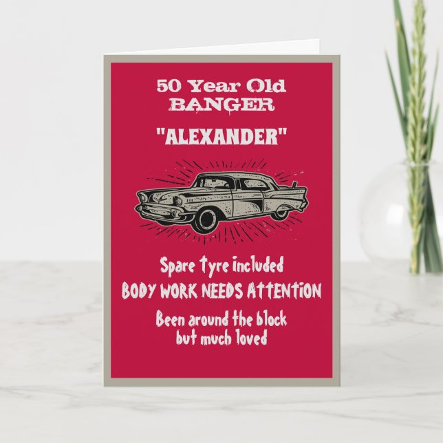 Carte Vieille 50e Anniversaire Plaisanterie Vintage Voit (Devant)