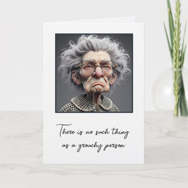 Carte Vieille Dame Grognon pour Anniversaire (Devant)